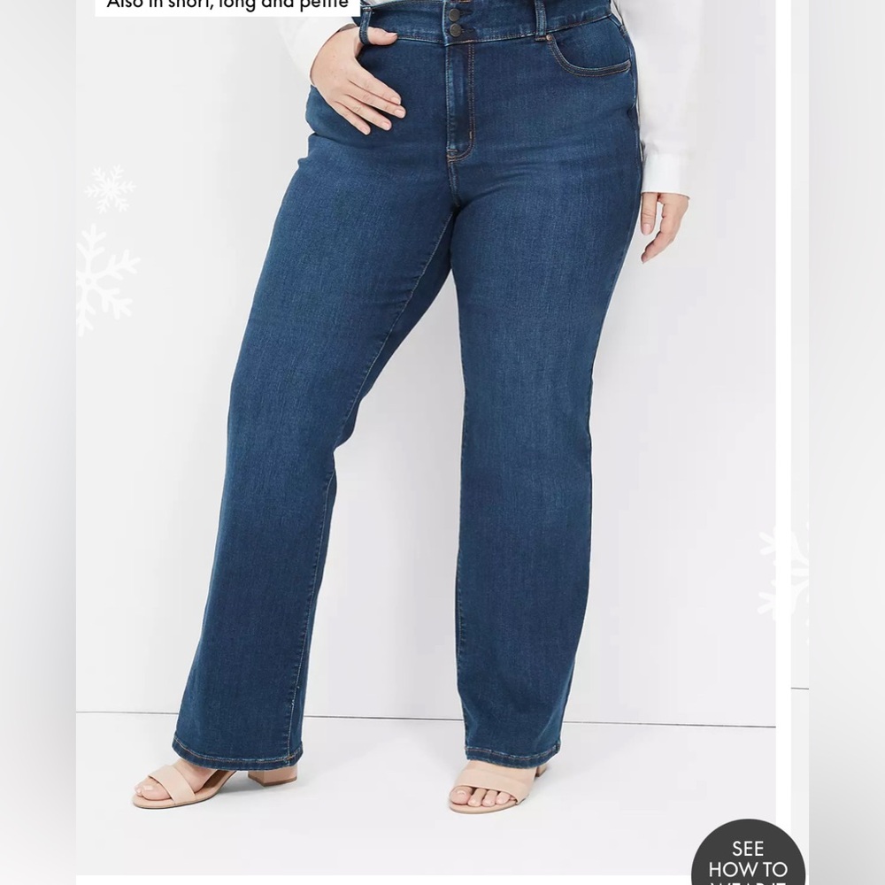 Lane Bryant Dark Blue Straight Leg Jeans. High-Rise